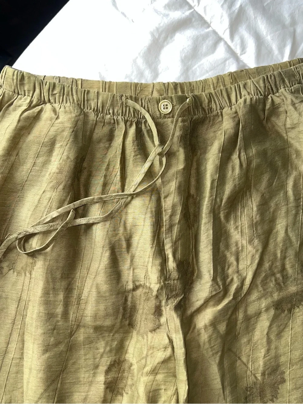 Zara Jacquard Floral Wide Leg Linen Pants